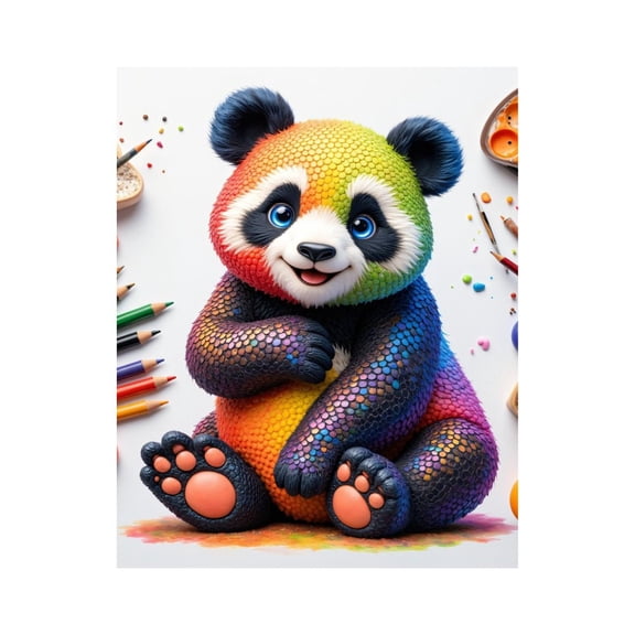 Paint By Numbers Kit for Adults Beginner - DIY Rainbow Panda Art Supplies Canvas Painting Kits for Adults, Frameless Paint By Number for Adults for Home Wall Decor 16x20 Inch