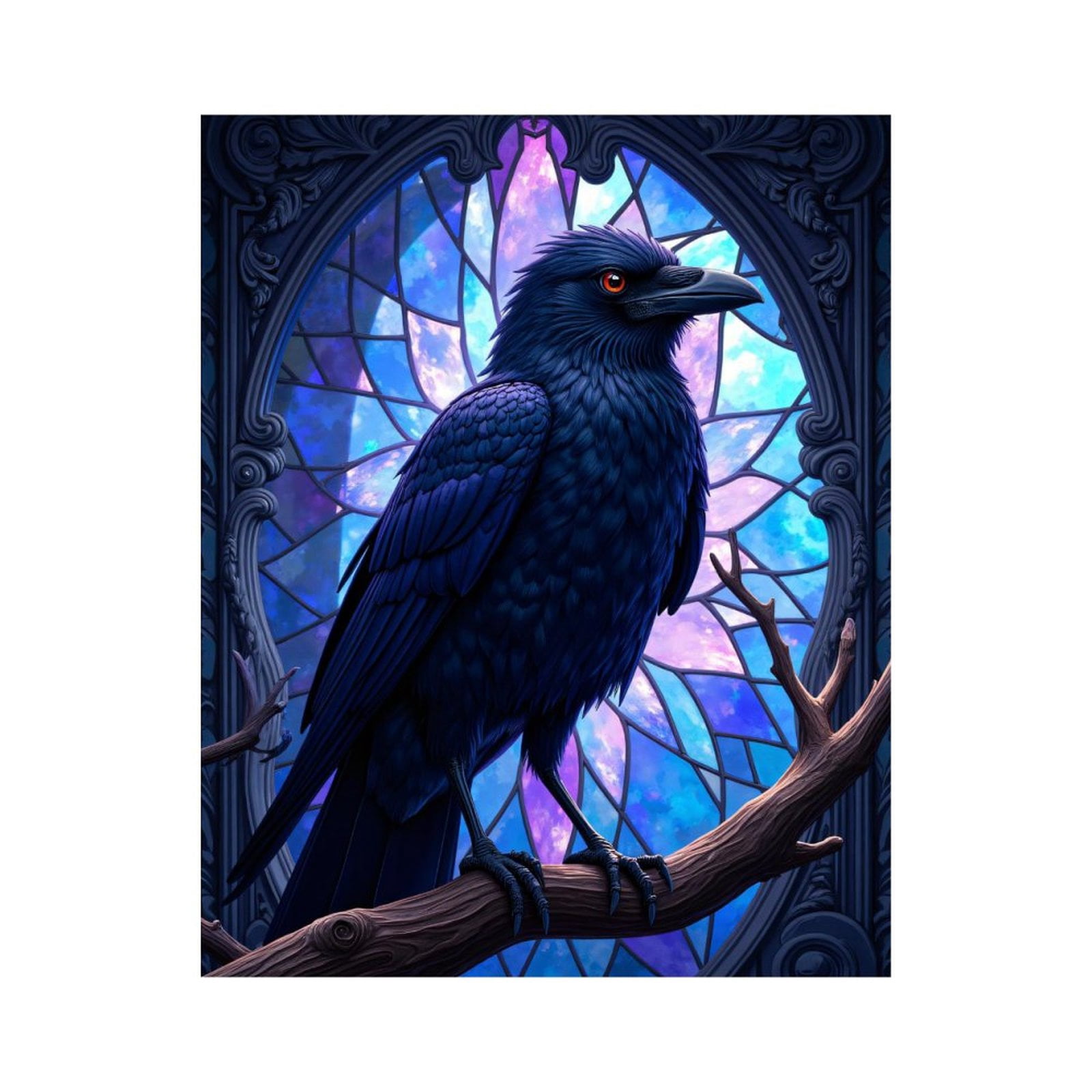 Paint By Numbers Kit for Adults Beginner - DIY Raven Stained Glass Art Deco Canvas Painting Kits for Adults, Frameless Paint By Number for Adults for Home Wall Decor 16x20 Inch