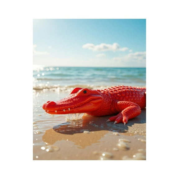 Paint By Numbers Kit for Adults Beginner - DIY Red Alligator Toy Beach Shore Canvas Painting Kits for Adults, Frameless Paint By Number for Adults for Home Wall Decor 16x20 Inch