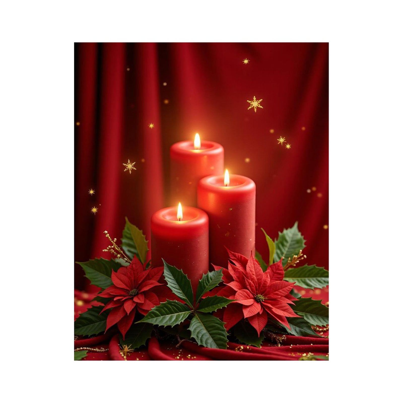 Paint By Numbers Kit for Adults Beginner - DIY Red Candles Poinsettia Decoration Canvas Painting Kits for Adults, Frameless Paint By Number for Adults for Home Wall Decor 16x20 Inch