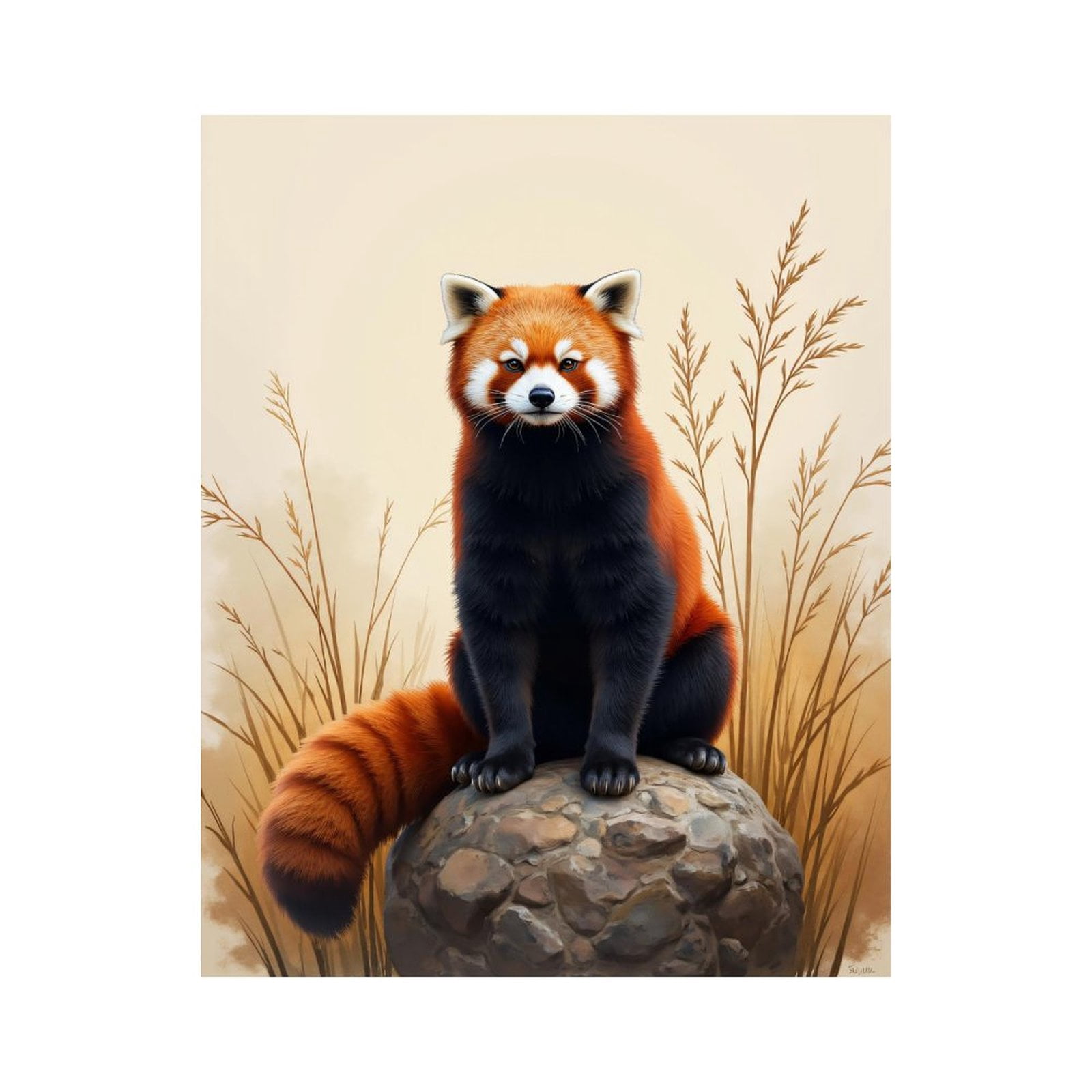 Paint By Numbers Kit for Adults Beginner - DIY Red Panda On Rock Canvas Painting Kits for Adults, Frameless Paint By Number for Adults for Home Wall Decor 16x20 Inch