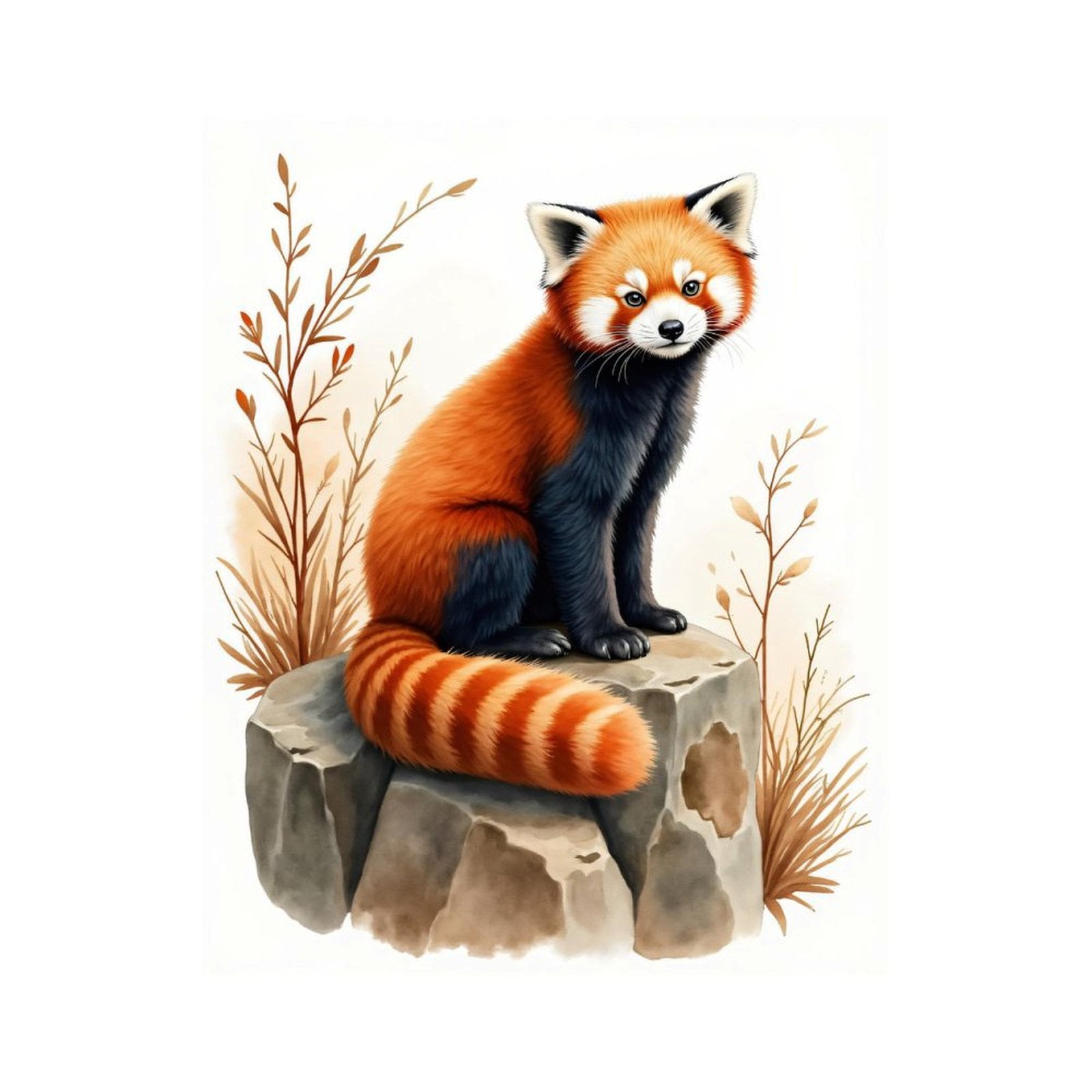 Paint By Numbers Kit for Adults Beginner - DIY Red Panda On Rock With Foliage Canvas Painting Kits for Adults, Frameless Paint By Number for Adults for Home Wall Decor 16x20 Inch