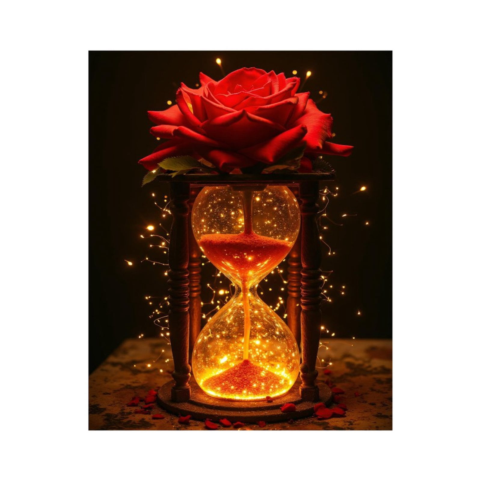 Paint By Numbers Kit for Adults Beginner - DIY Red Rose Illuminated Hourglass Canvas Painting Kits for Adults, Frameless Paint By Number for Adults for Home Wall Decor 16x20 Inch