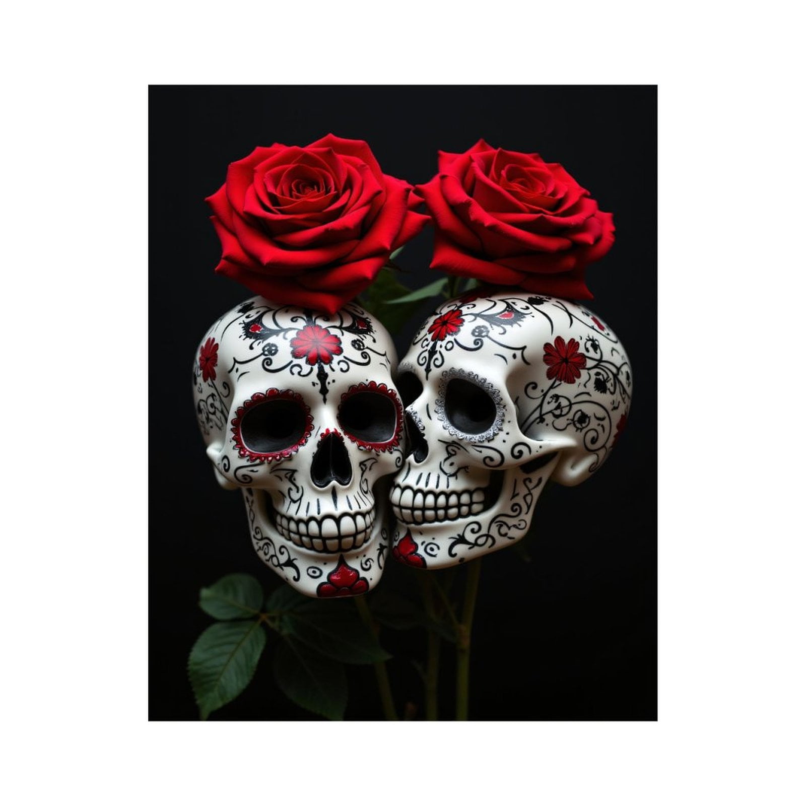 Paint By Numbers Kit for Adults Beginner - DIY Red Roses Sugar Skulls Art Canvas Painting Kits for Adults, Frameless Paint By Number for Adults for Home Wall Decor 16x20 Inch