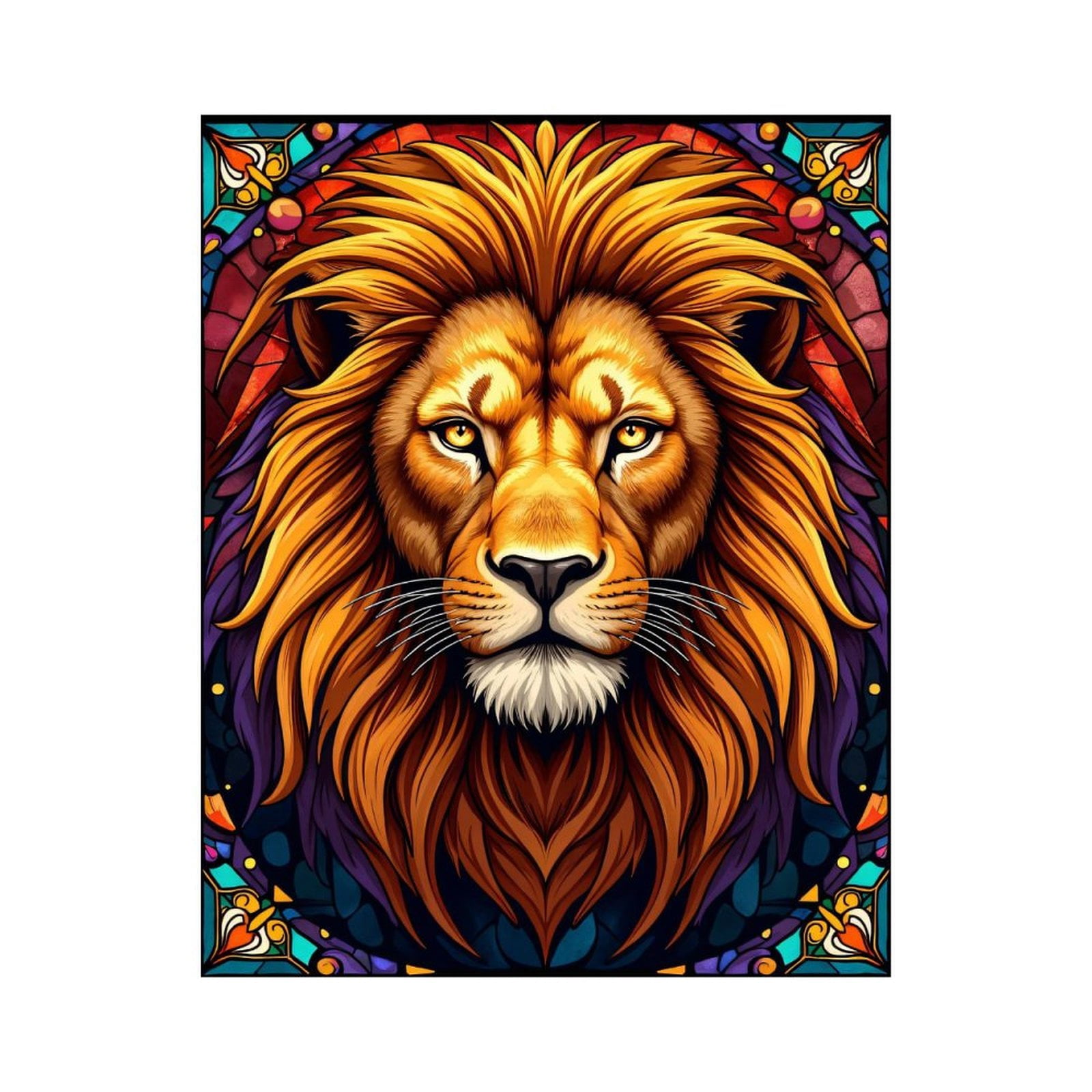 Paint By Numbers Kit for Adults Beginner - DIY Regal Lion Stained Glass Art Canvas Painting Kits for Adults, Frameless Paint By Number for Adults for Home Wall Decor 16x20 Inch