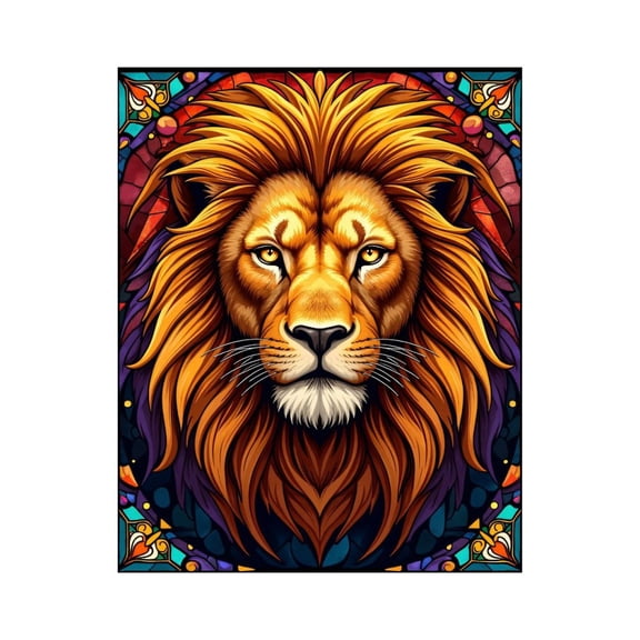 Paint By Numbers Kit for Adults Beginner - DIY Regal Lion Stained Glass Art Canvas Painting Kits for Adults, Frameless Paint By Number for Adults for Home Wall Decor 16x20 Inch