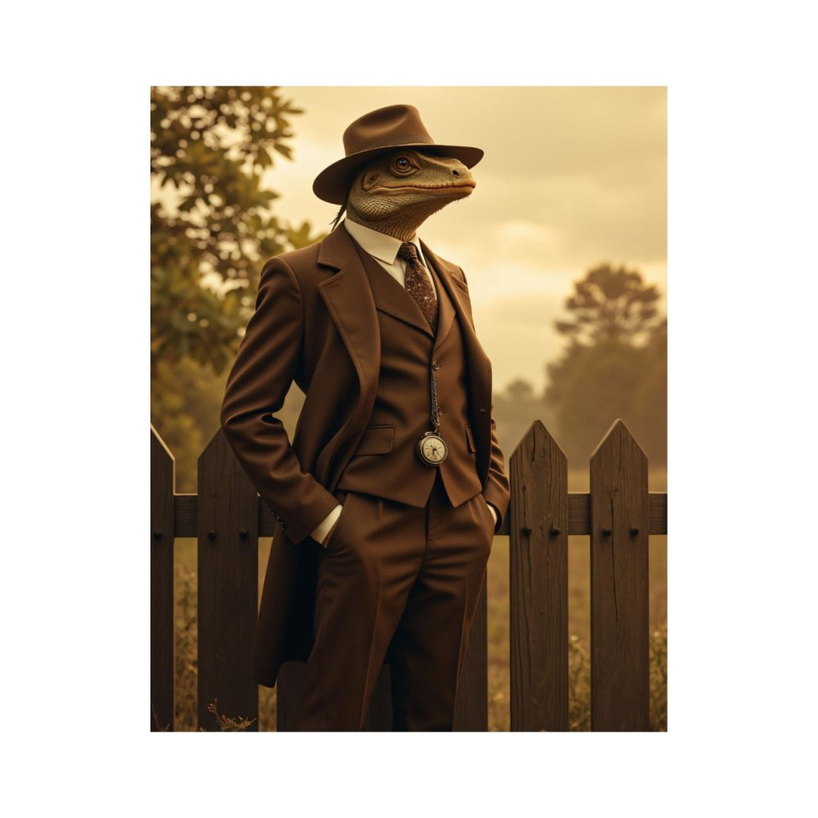 Paint By Numbers Kit for Adults Beginner - DIY Reptile Dapper Elegance Fence Scene Canvas Painting Kits for Adults, Frameless Paint By Number for Adults for Home Wall Decor 16x20 Inch