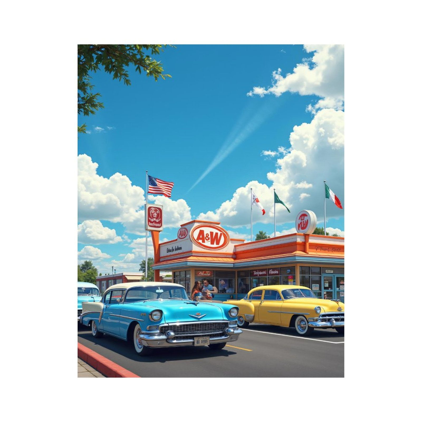Paint By Numbers Kit for Adults Beginner - DIY Retro Cars Vintage Diner Scene Canvas Painting Kits for Adults, Frameless Paint By Number for Adults for Home Wall Decor 16x20 Inch