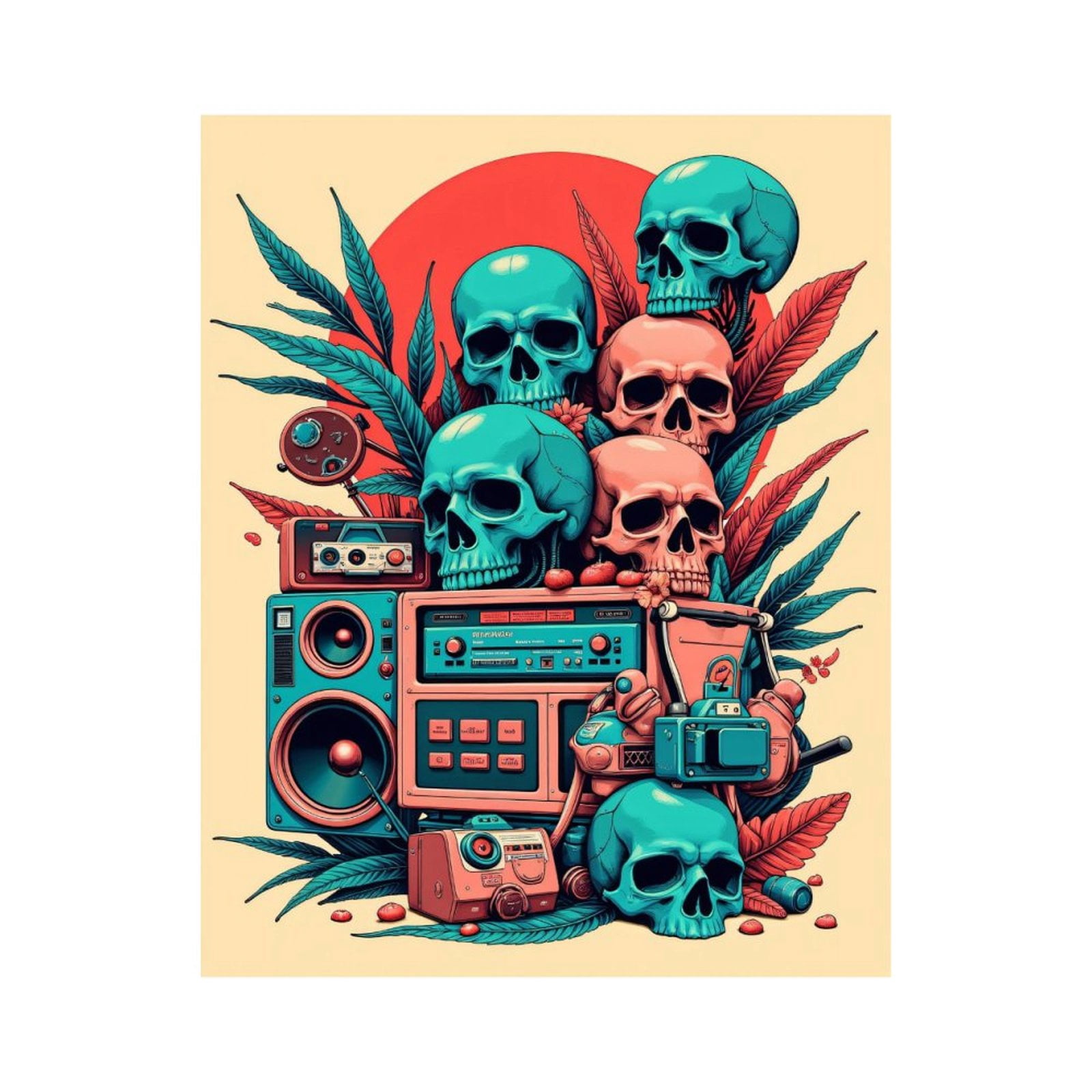 Paint By Numbers Kit for Adults Beginner - DIY Retro Skull Speaker Art Deco Canvas Painting Kits for Adults, Frameless Paint By Number for Adults for Home Wall Decor 16x20 Inch