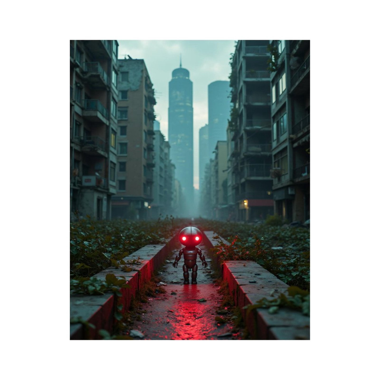 Paint By Numbers Kit for Adults Beginner - DIY Robot Cityscape Red Glow Mood Canvas Painting Kits for Adults, Frameless Paint By Number for Adults for Home Wall Decor 16x20 Inch