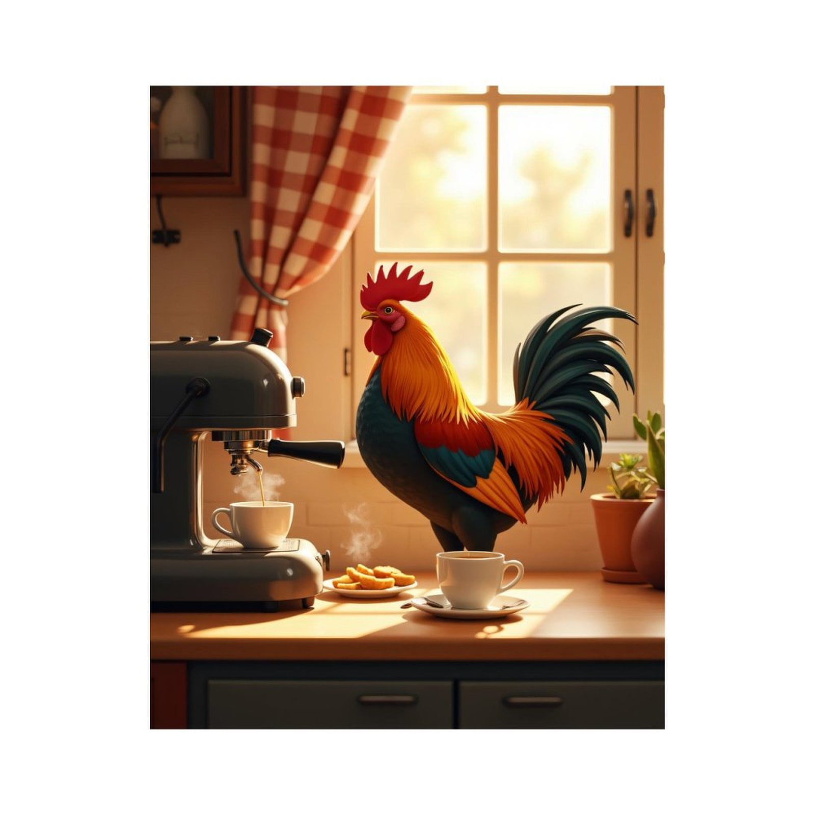 Paint By Numbers Kit for Adults Beginner - DIY Rooster Coffee Morning Kitchen Scene Canvas Painting Kits for Adults, Frameless Paint By Number for Adults for Home Wall Decor 16x20 Inch