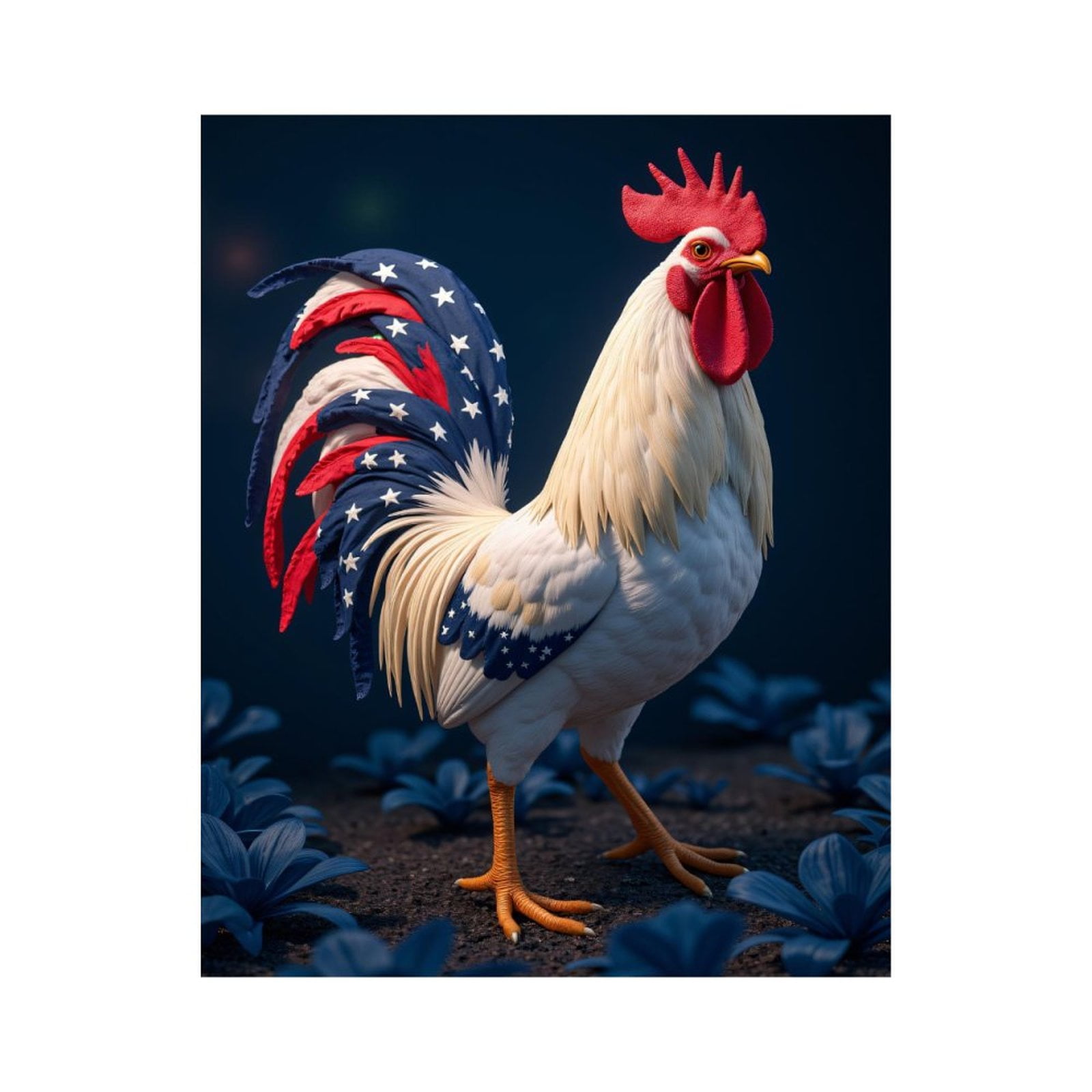 Paint By Numbers Kit for Adults Beginner - DIY Rooster Patriotic Blue Red Feathers Canvas Painting Kits for Adults, Frameless Paint By Number for Adults for Home Wall Decor 16x20 Inch
