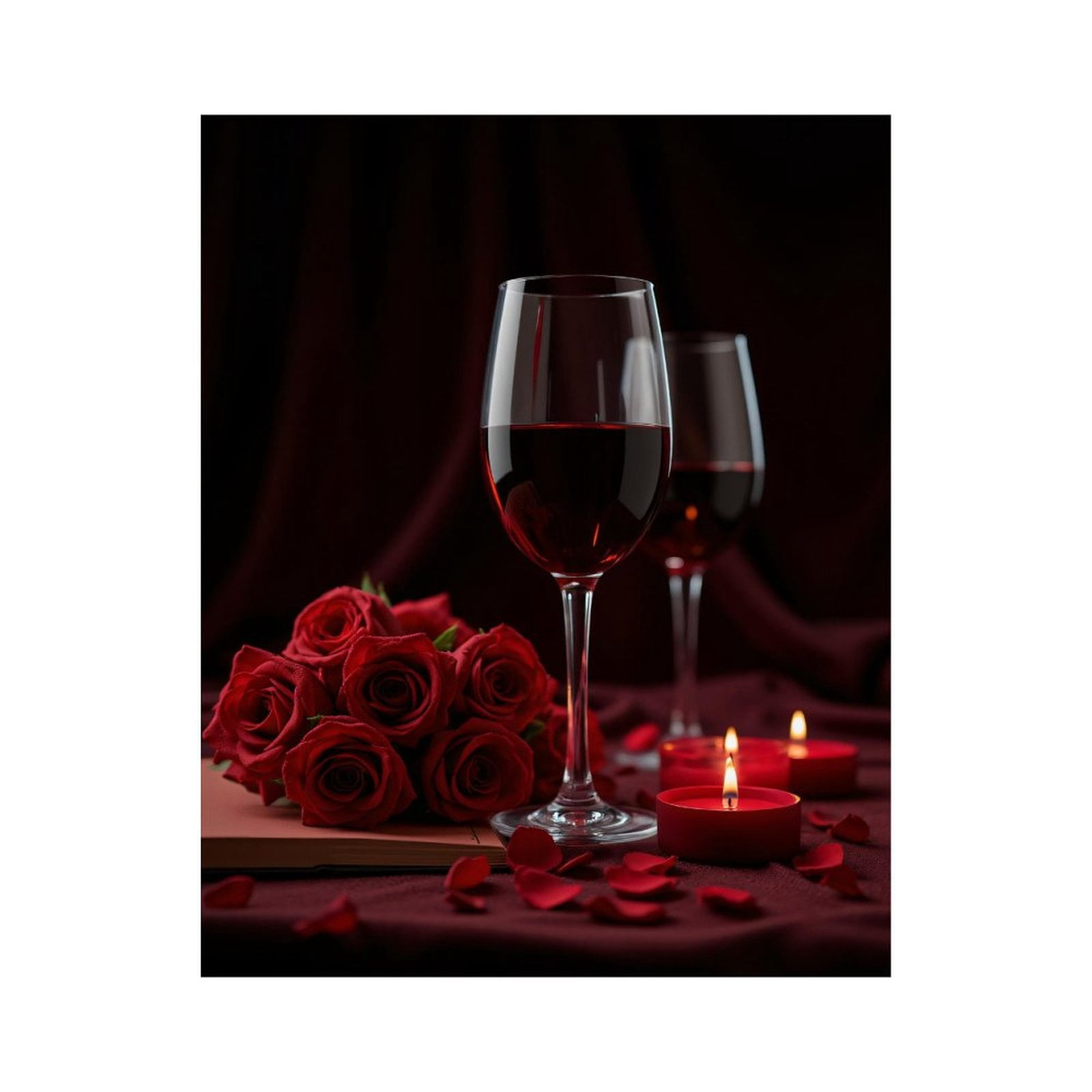 Paint By Numbers Kit for Adults Beginner - DIY Roses Wine Glasses Candles Romance Canvas Painting Kits for Adults, Frameless Paint By Number for Adults for Home Wall Decor 16x20 Inch