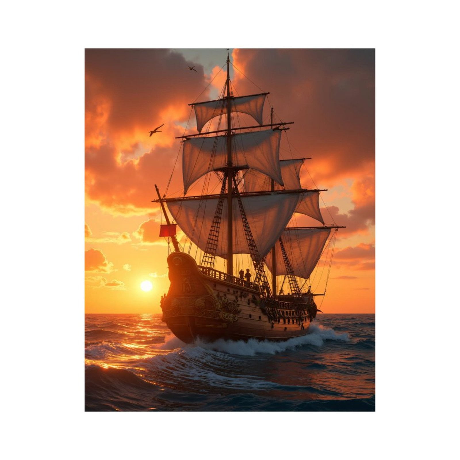 Paint By Numbers Kit for Adults Beginner - DIY Sailing Ship Sunset Ocean Adventure Canvas Painting Kits for Adults, Frameless Paint By Number for Adults for Home Wall Decor 16x20 Inch