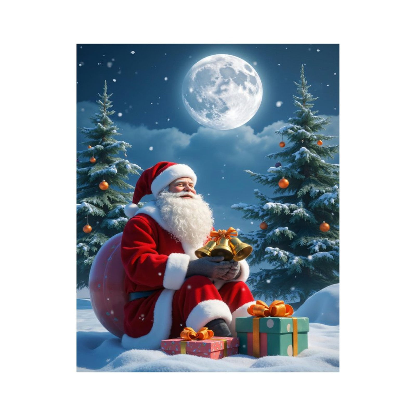 Paint By Numbers Kit for Adults Beginner - DIY Santa Winter Night Presents Moon Canvas Painting Kits for Adults, Frameless Paint By Number for Adults for Home Wall Decor 16x20 Inch