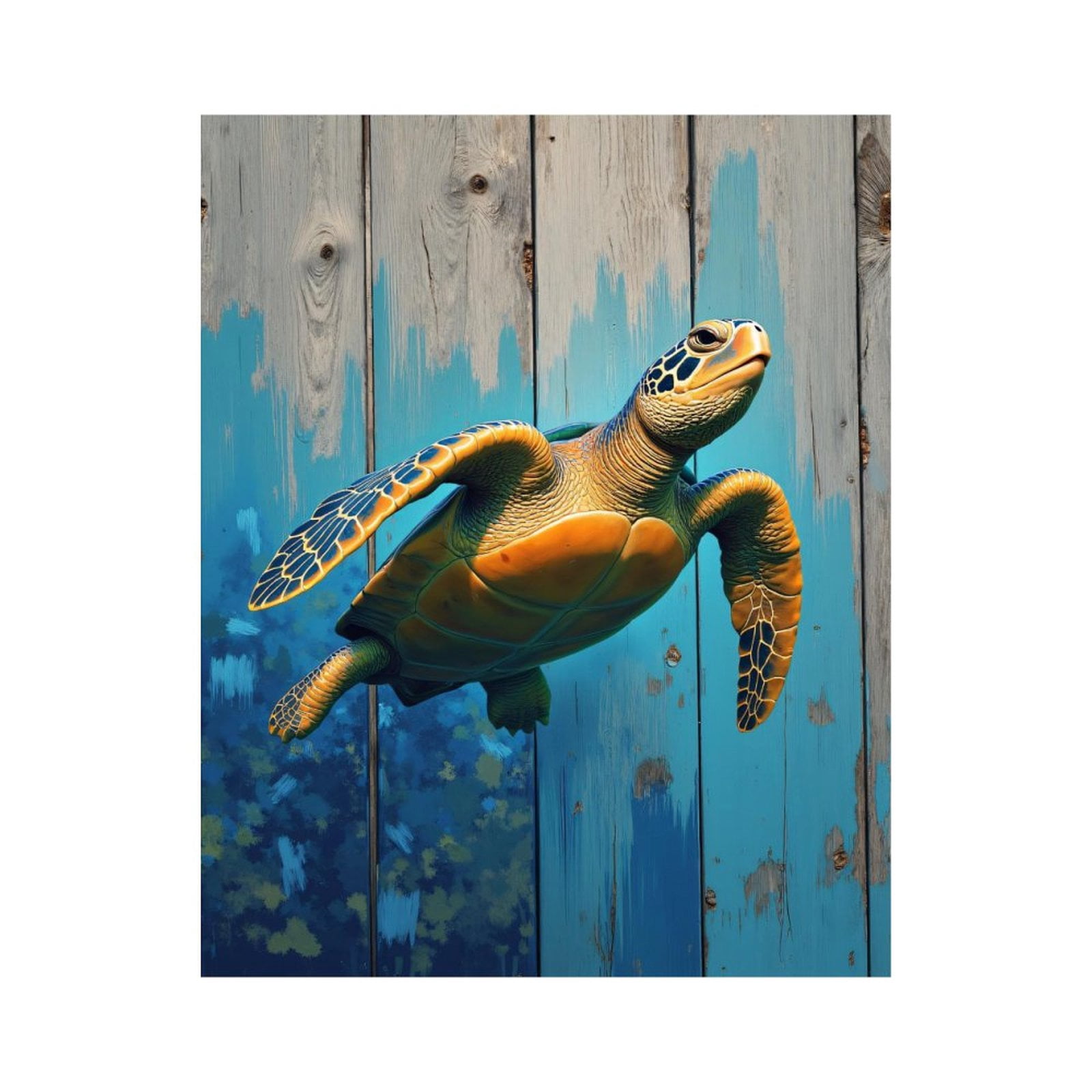 Paint By Numbers Kit for Adults Beginner - DIY Sea Turtle Painted Wood Ocean Scene Canvas Painting Kits for Adults, Frameless Paint By Number for Adults for Home Wall Decor 16x20 Inch