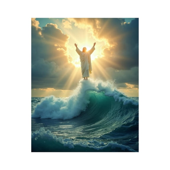 Paint By Numbers Kit for Adults Beginner - DIY Sea Waves Divine Light Aura Canvas Painting Kits for Adults, Frameless Paint By Number for Adults for Home Wall Decor 16x20 Inch