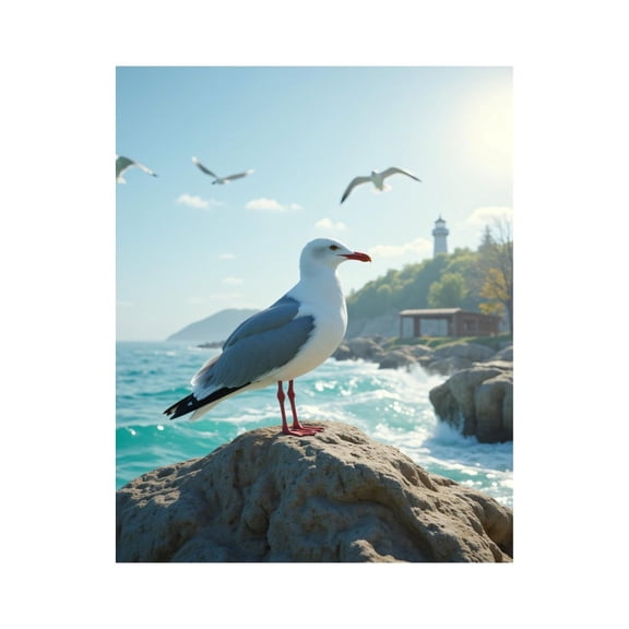 Paint By Numbers Kit for Adults Beginner - DIY Seagull Coastal View Lighthouse Scene Canvas Painting Kits for Adults, Frameless Paint By Number for Adults for Home Wall Decor 16x20 Inch