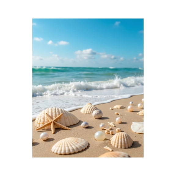 Paint By Numbers Kit for Adults Beginner - DIY Seashells Starfish Ocean Waves Shore Canvas Painting Kits for Adults, Frameless Paint By Number for Adults for Home Wall Decor 16x20 Inch