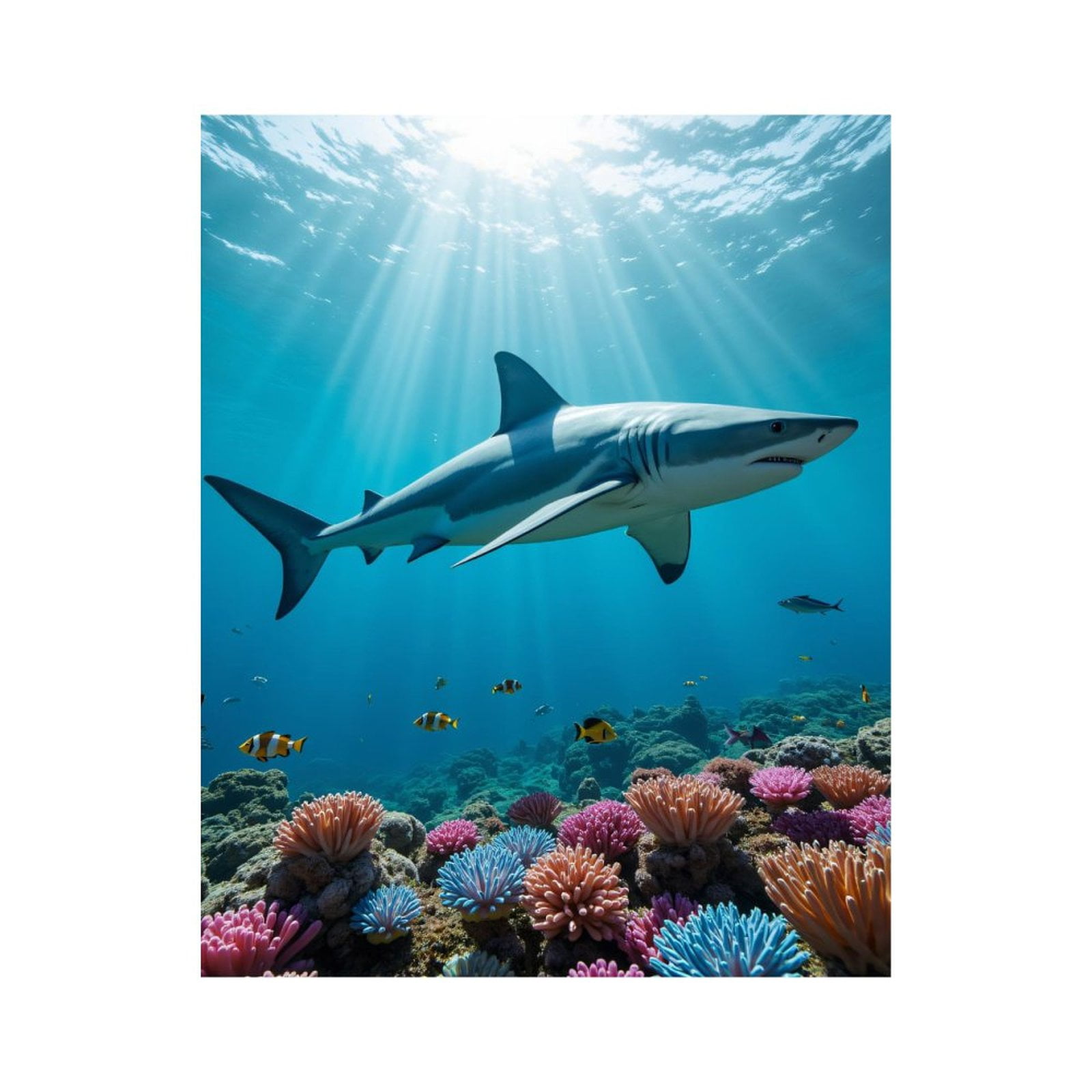 Paint By Numbers Kit for Adults Beginner - DIY Shark Above Colorful Coral Reef Canvas Painting Kits for Adults, Frameless Paint By Number for Adults for Home Wall Decor 16x20 Inch