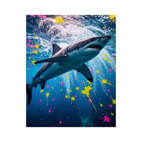 Paint By Numbers Kit for Adults Beginner - DIY Shark Splash Art Ocean Splatters Canvas Painting Kits for Adults, Frameless Paint By Number for Adults for Home Wall Decor 16x20 Inch