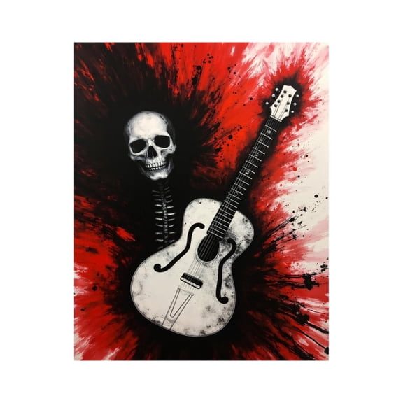 Paint By Numbers Kit for Adults Beginner - DIY Skeleton Guitar Art Black Red Burst Canvas Painting Kits for Adults, Frameless Paint By Number for Adults for Home Wall Decor 16x20 Inch