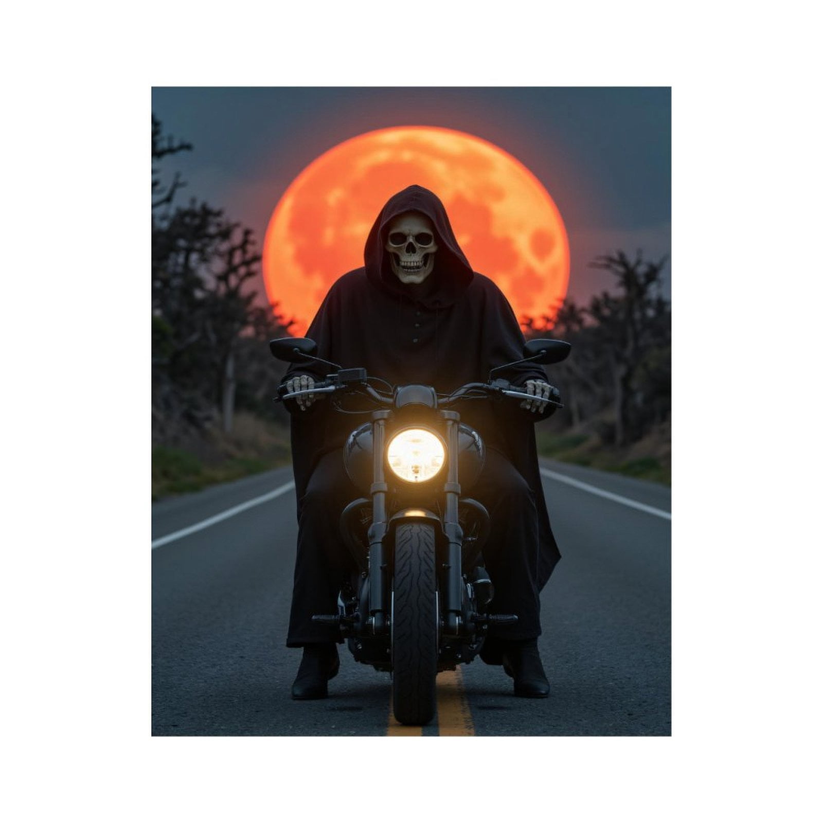 Paint By Numbers Kit for Adults Beginner - DIY Skeleton Rider Against Full Moon Canvas Painting Kits for Adults, Frameless Paint By Number for Adults for Home Wall Decor 16x20 Inch