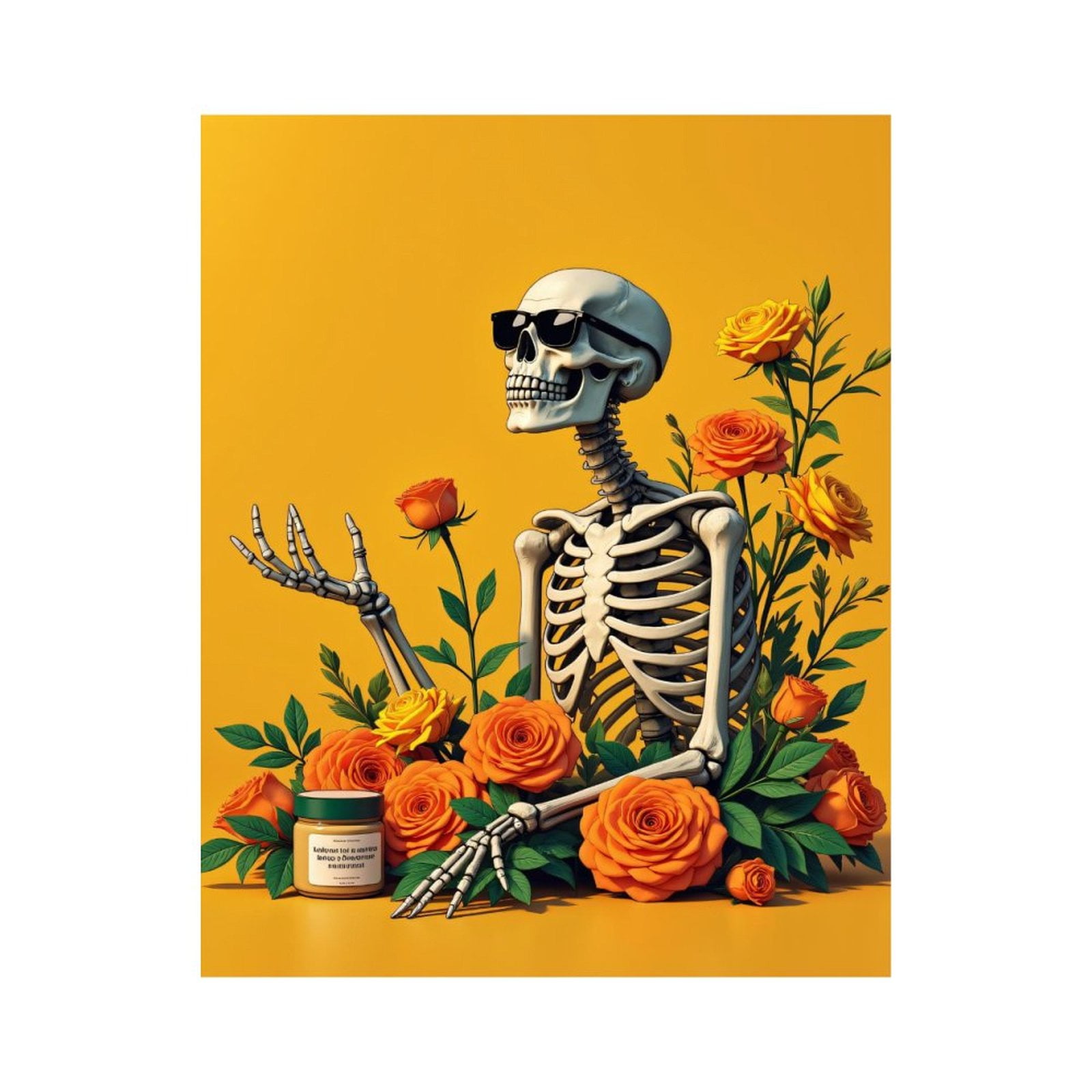Paint By Numbers Kit for Adults Beginner - DIY Skeleton Roses Sunglasses Art Canvas Painting Kits for Adults, Frameless Paint By Number for Adults for Home Wall Decor 16x20 Inch