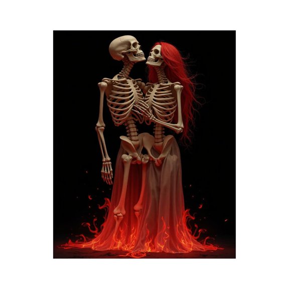 Paint By Numbers Kit for Adults Beginner - DIY Skeletons Red Flames Romance Canvas Painting Kits for Adults, Frameless Paint By Number for Adults for Home Wall Decor 16x20 Inch