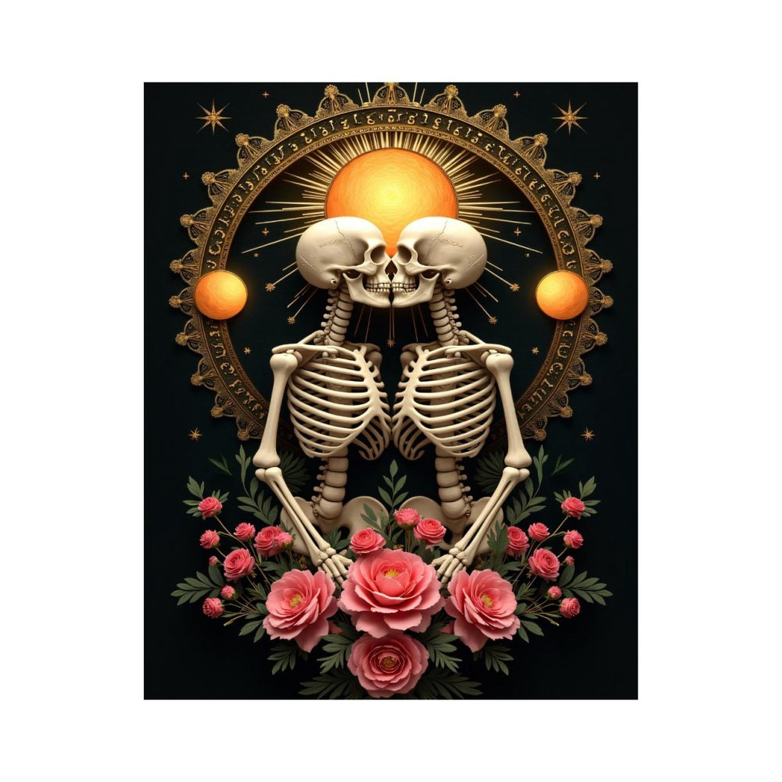 Paint By Numbers Kit for Adults Beginner - DIY Skeletons Sun Roses Mystical Art Canvas Painting Kits for Adults, Frameless Paint By Number for Adults for Home Wall Decor 16x20 Inch
