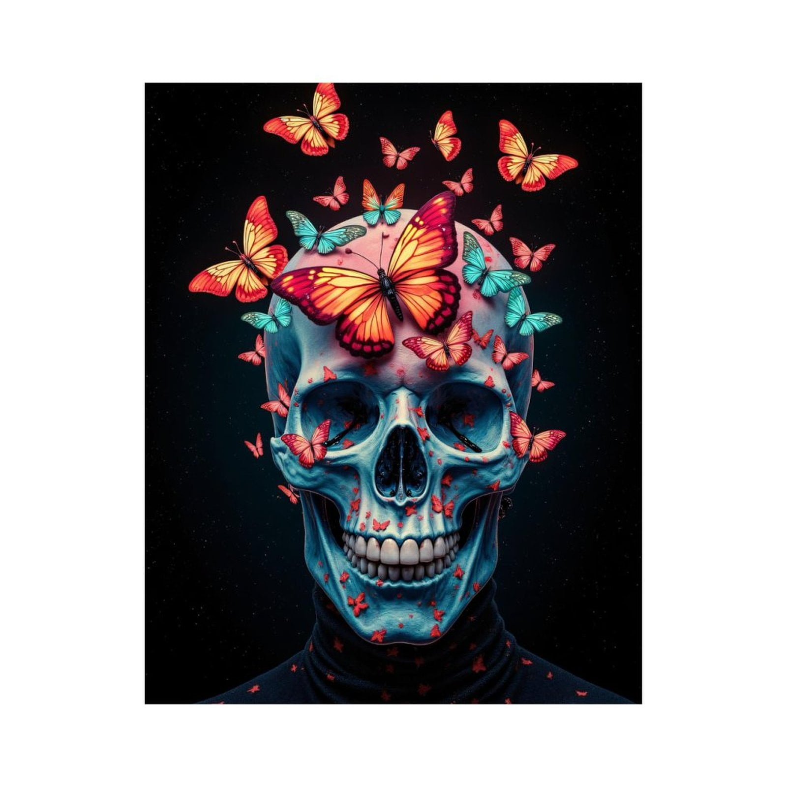 Paint By Numbers Kit for Adults Beginner - DIY Skull And Butterflies Vibrant Art Canvas Painting Kits for Adults, Frameless Paint By Number for Adults for Home Wall Decor 16x20 Inch