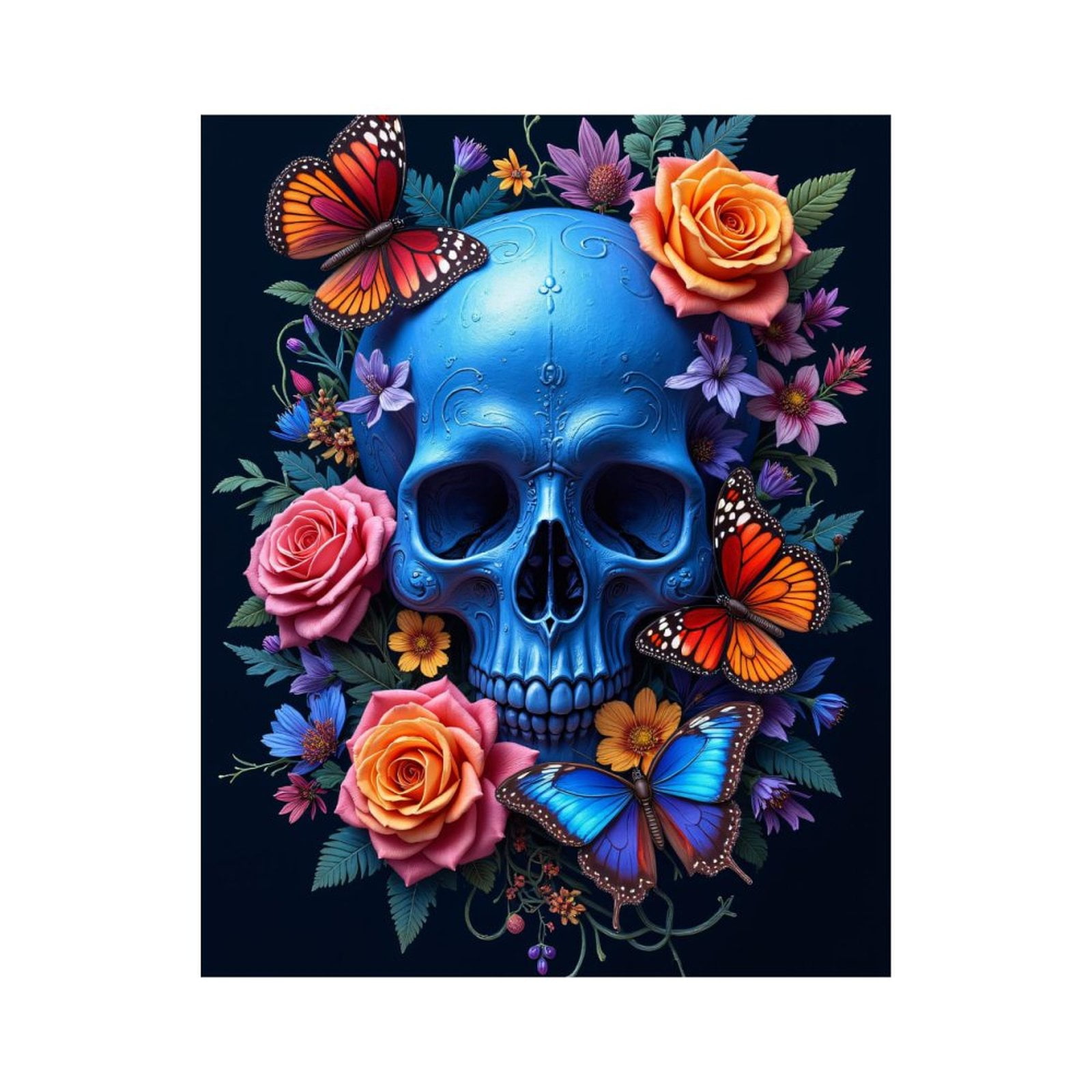 Paint By Numbers Kit for Adults Beginner - DIY Skull Floral Butterflies Art Canvas Painting Kits for Adults, Frameless Paint By Number for Adults for Home Wall Decor 16x20 Inch