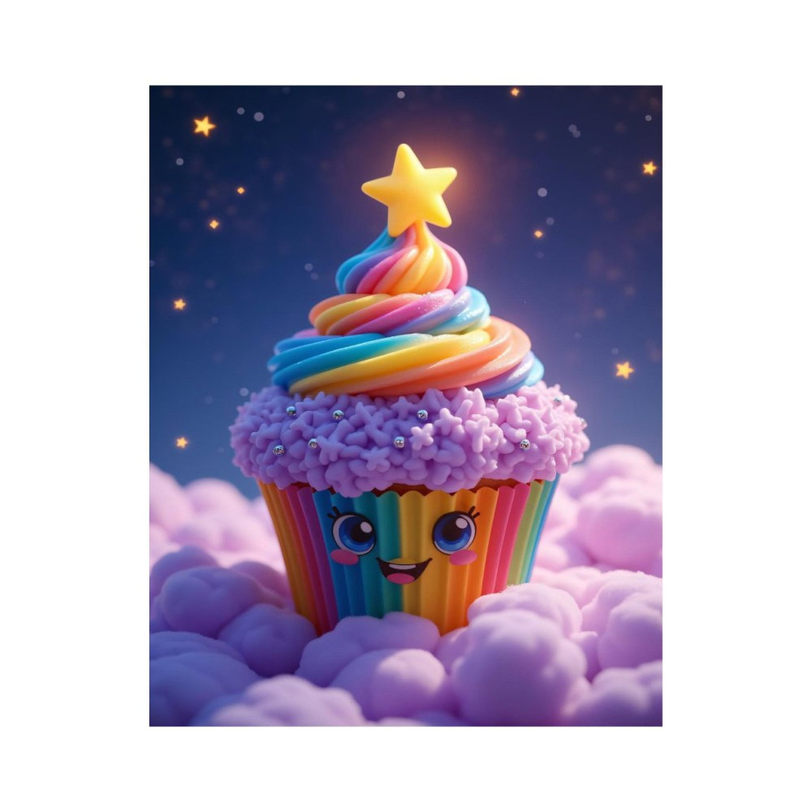Paint By Numbers Kit for Adults Beginner - DIY Smiling Rainbow Cupcake Night Sky Canvas Painting Kits for Adults, Frameless Paint By Number for Adults for Home Wall Decor 16x20 Inch