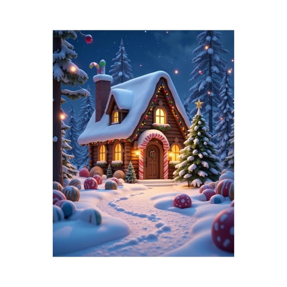Paint By Numbers Kit for Adults Beginner - DIY Snowy Festive Gingerbread Cottage Canvas Painting Kits for Adults, Frameless Paint By Number for Adults for Home Wall Decor 16x20 Inch