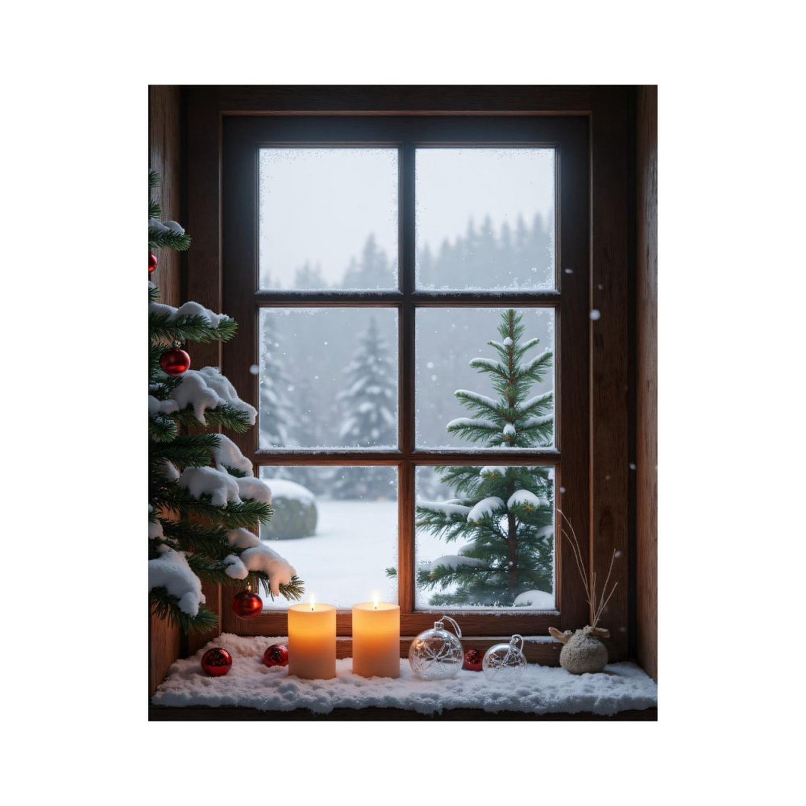 Paint By Numbers Kit for Adults Beginner - DIY Snowy Window Candles Pine Decorations Canvas Painting Kits for Adults, Frameless Paint By Number for Adults for Home Wall Decor 16x20 Inch