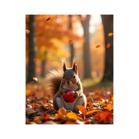 Paint By Numbers Kit for Adults Beginner - DIY Squirrel Autumn Leaves Forest Scene Canvas Painting Kits for Adults, Frameless Paint By Number for Adults for Home Wall Decor 16x20 Inch