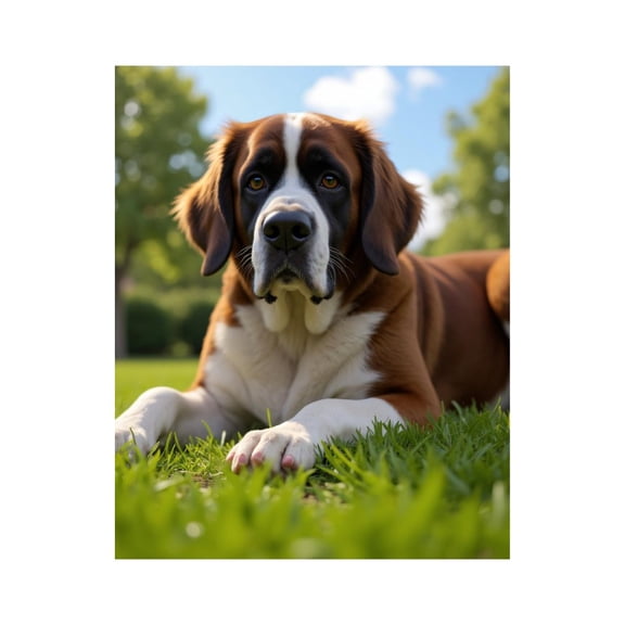 Paint By Numbers Kit for Adults Beginner - DIY St Bernard Dog Relaxing Park Scene Canvas Painting Kits for Adults, Frameless Paint By Number for Adults for Home Wall Decor 16x20 Inch