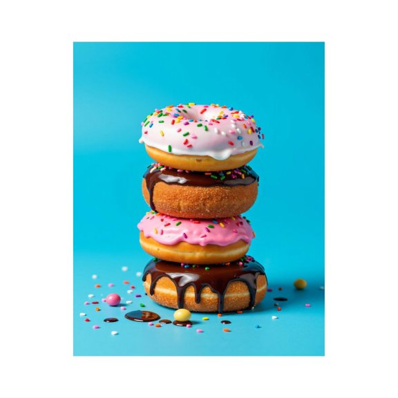 Paint By Numbers Kit for Adults Beginner - DIY Stacked Colorful Frosted Donuts Canvas Painting Kits for Adults, Frameless Paint By Number for Adults for Home Wall Decor 16x20 Inch