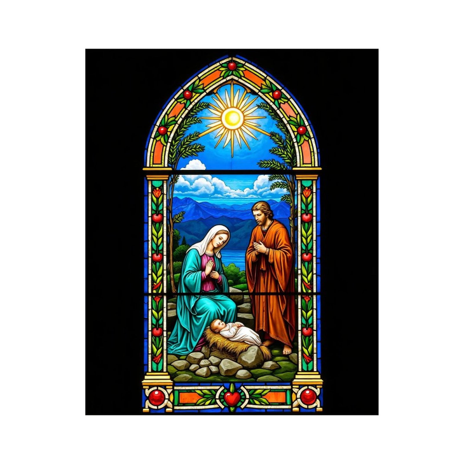 Paint By Numbers Kit for Adults Beginner - DIY Stained Glass Nativity Scene Art Canvas Painting Kits for Adults, Frameless Paint By Number for Adults for Home Wall Decor 16x20 Inch