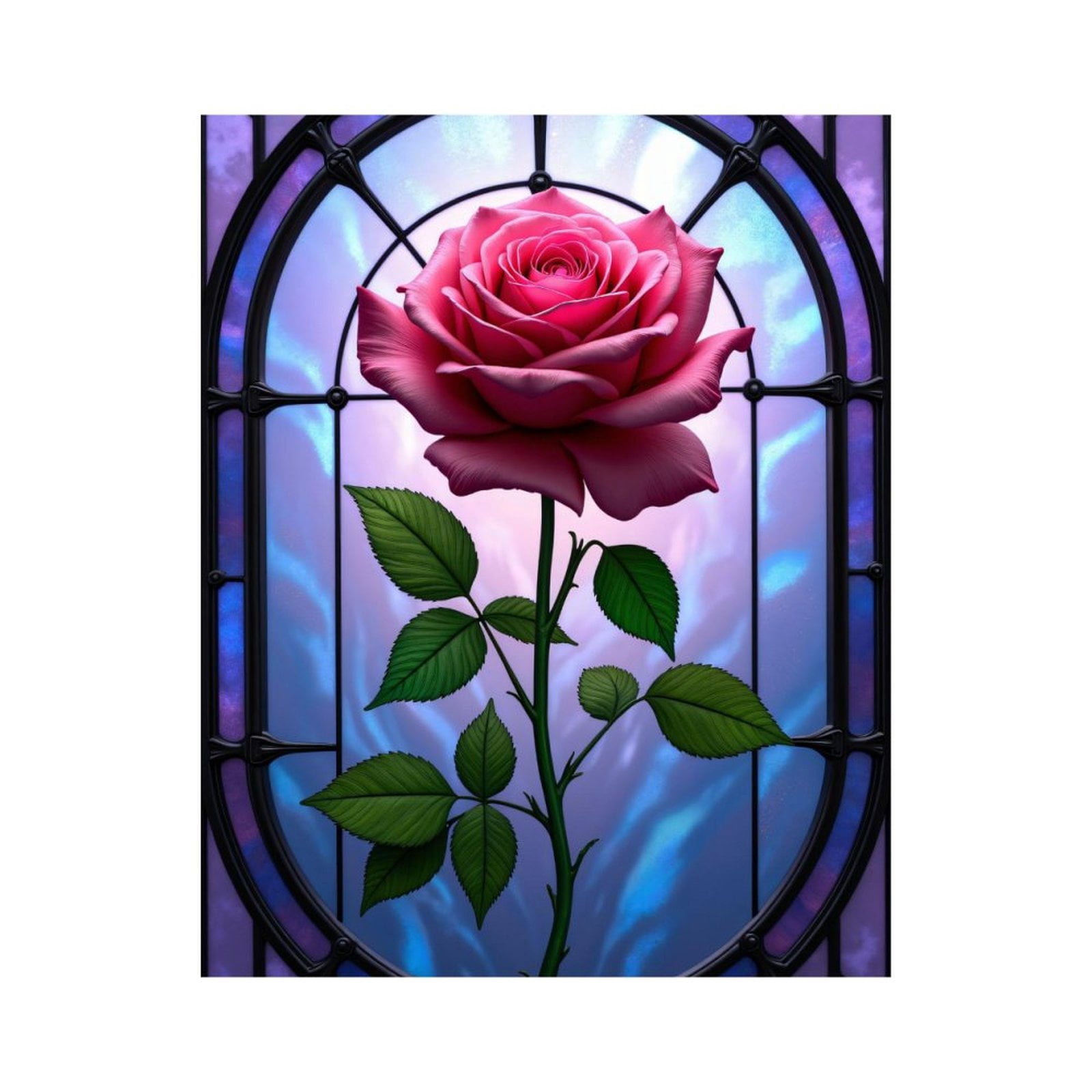 Paint By Numbers Kit for Adults Beginner - DIY Stained Glass Rose Art Deco Canvas Painting Kits for Adults, Frameless Paint By Number for Adults for Home Wall Decor 16x20 Inch