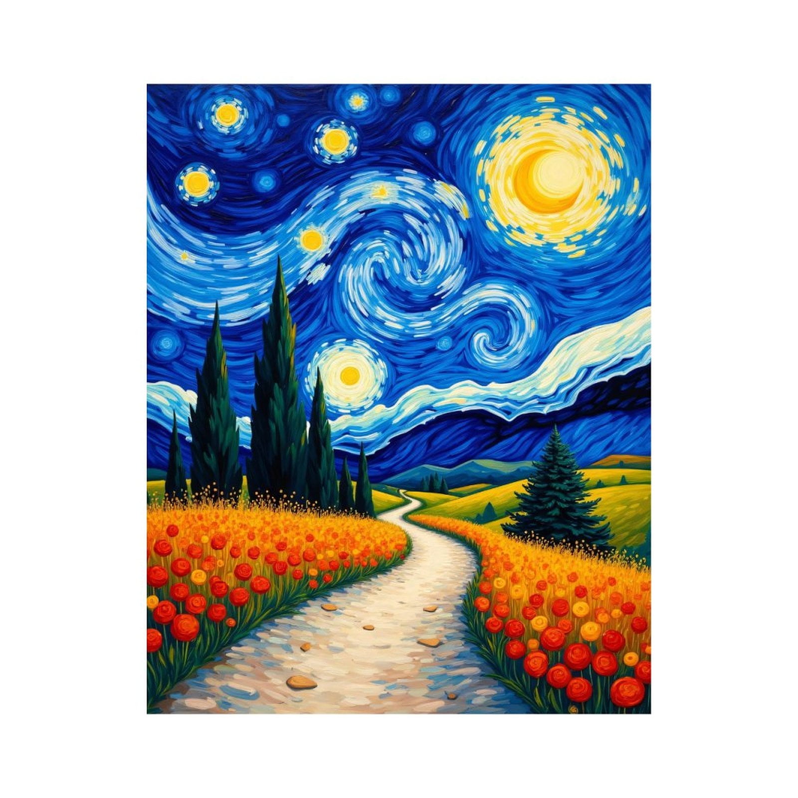 Paint By Numbers Kit for Adults Beginner - DIY Starry Sky Vibrant Pathway Landscape Canvas Painting Kits for Adults, Frameless Paint By Number for Adults for Home Wall Decor 16x20 Inch