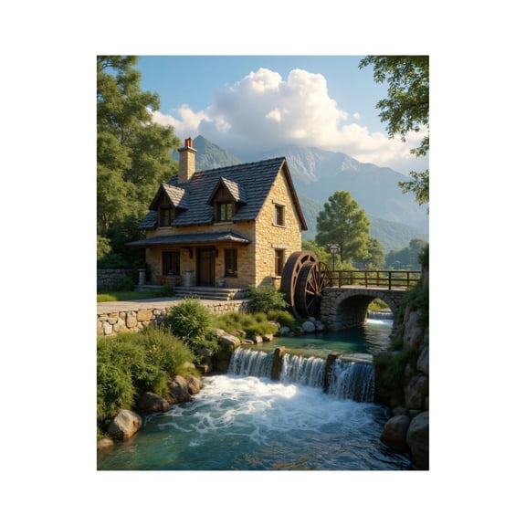 Paint By Numbers Kit for Adults Beginner - DIY Stone Cottage By Mountain Stream Canvas Painting Kits for Adults, Frameless Paint By Number for Adults for Home Wall Decor 16x20 Inch