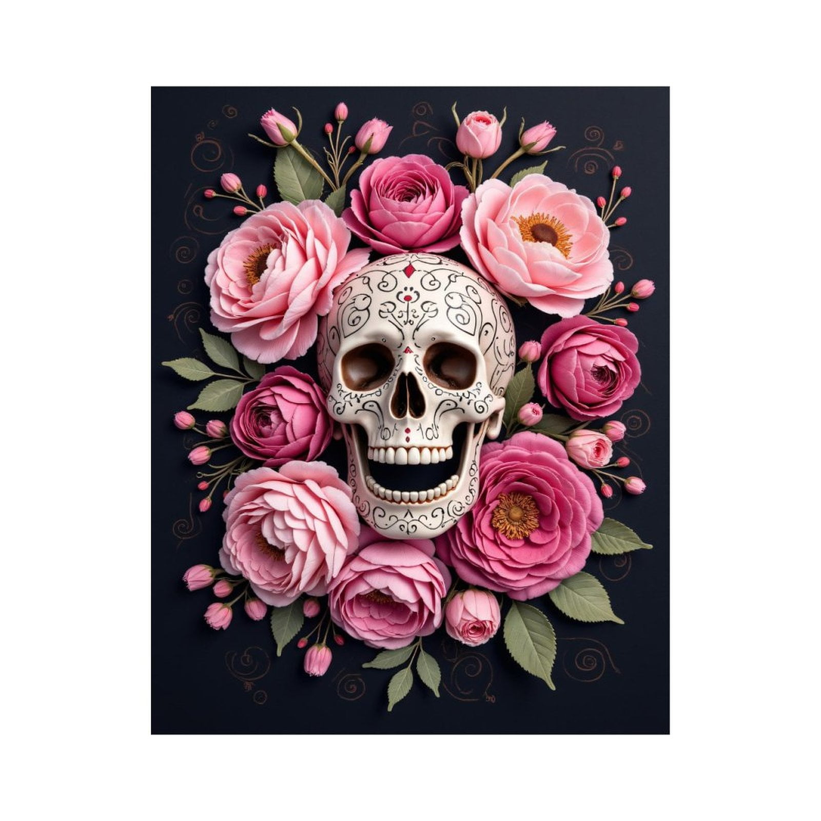 Paint By Numbers Kit for Adults Beginner - DIY Sugar Skull Floral Arrangement Canvas Painting Kits for Adults, Frameless Paint By Number for Adults for Home Wall Decor 16x20 Inch