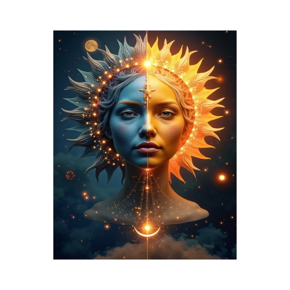 Paint By Numbers Kit for Adults Beginner - DIY Sun Moon Celestial Balance Art Canvas Painting Kits for Adults, Frameless Paint By Number for Adults for Home Wall Decor 16x20 Inch