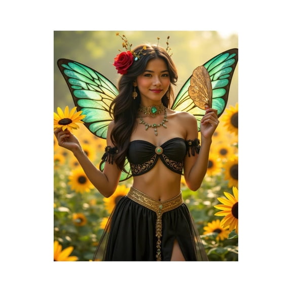 Paint By Numbers Kit for Adults Beginner - DIY Sunflower Fairy Garden Scene Canvas Painting Kits for Adults, Frameless Paint By Number for Adults for Home Wall Decor 16x20 Inch