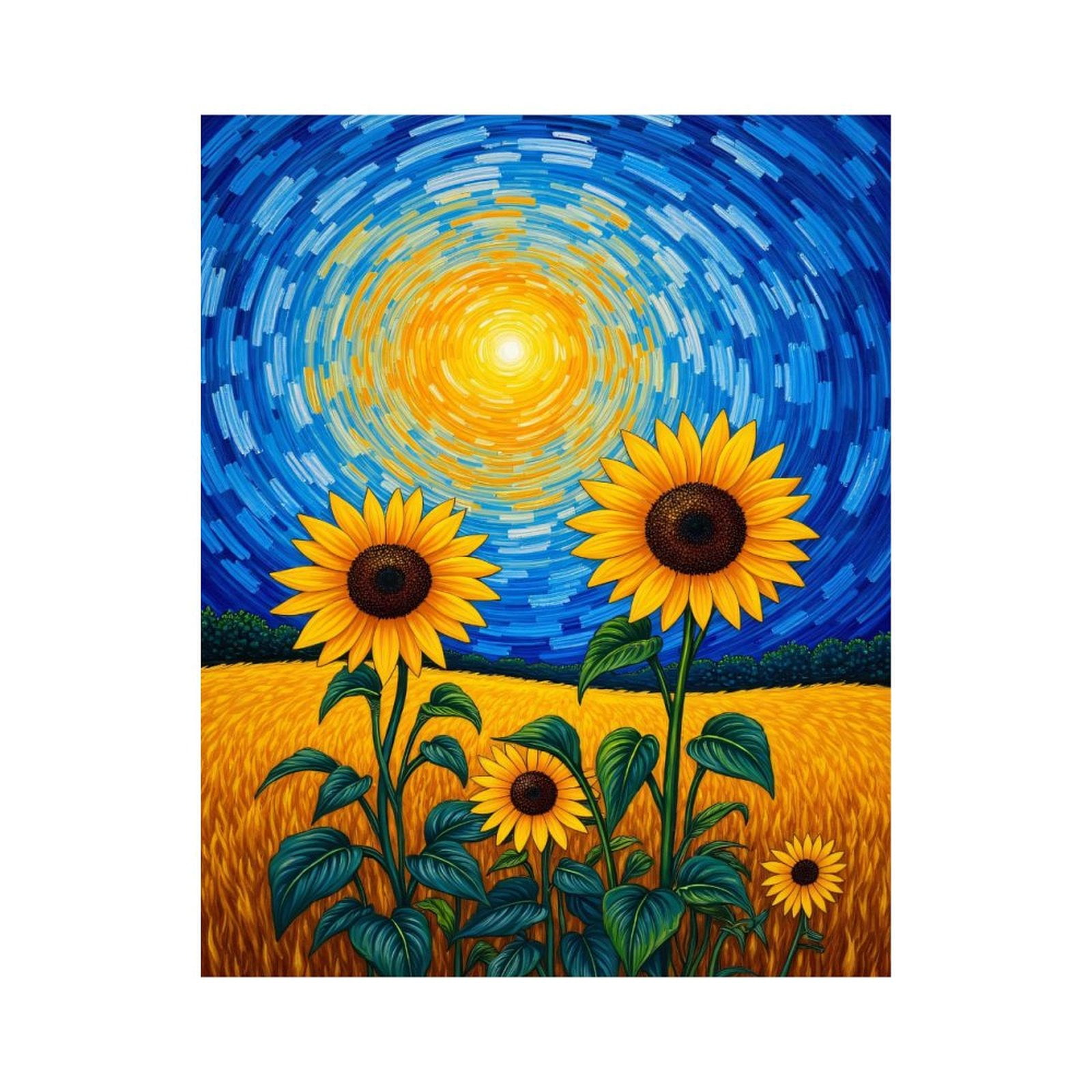 Paint By Numbers Kit for Adults Beginner - DIY Sunflower Field Under Starry Sky Canvas Painting Kits for Adults, Frameless Paint By Number for Adults for Home Wall Decor 16x20 Inch