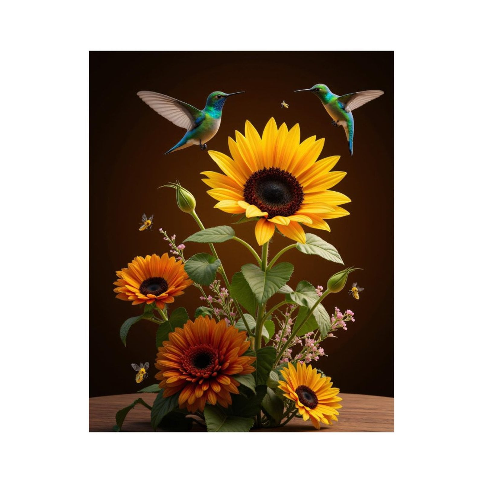 Paint By Numbers Kit for Adults Beginner - DIY Sunflower Garden Hummingbird Dance Canvas Painting Kits for Adults, Frameless Paint By Number for Adults for Home Wall Decor 16x20 Inch