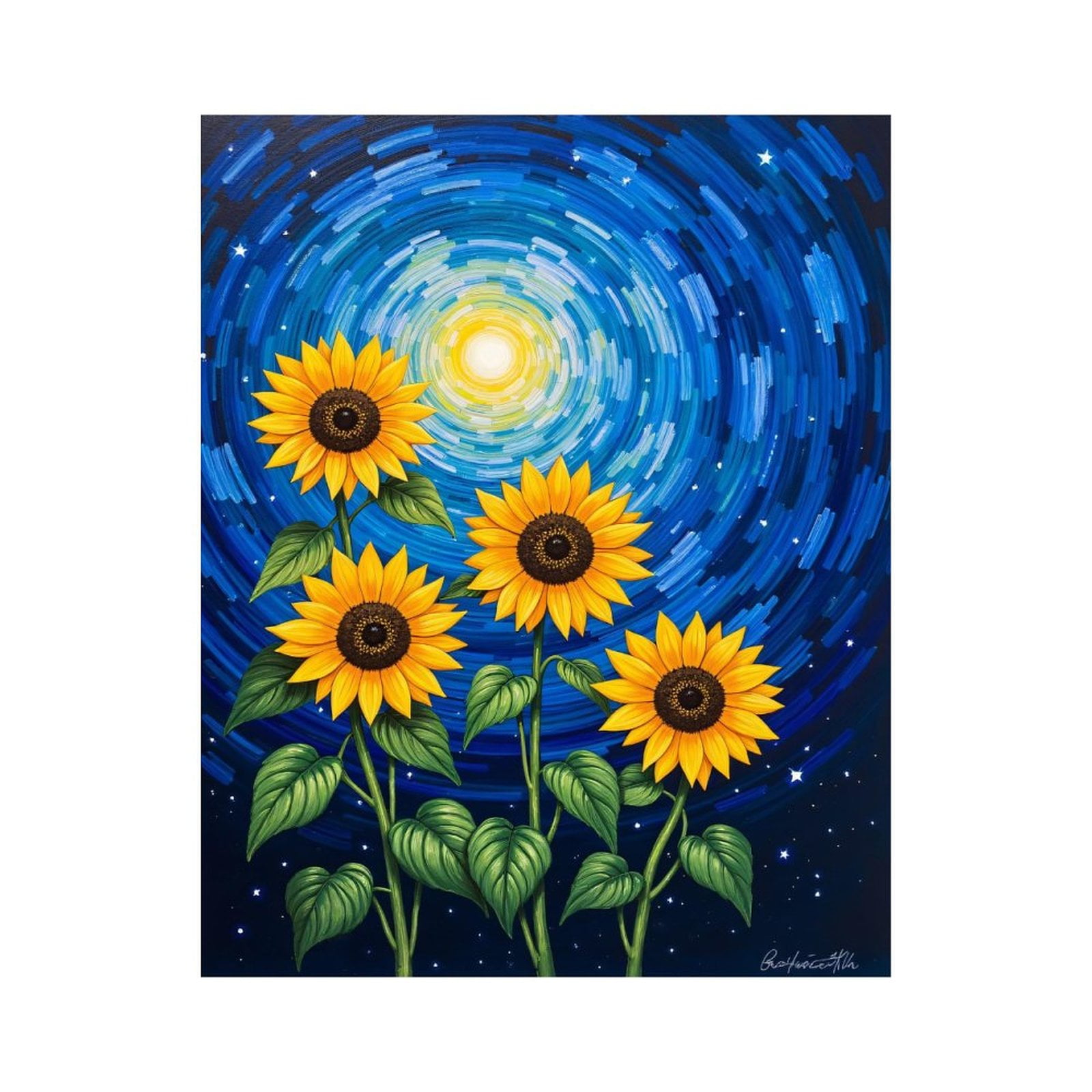 Paint By Numbers Kit for Adults Beginner - DIY Sunflowers Starry