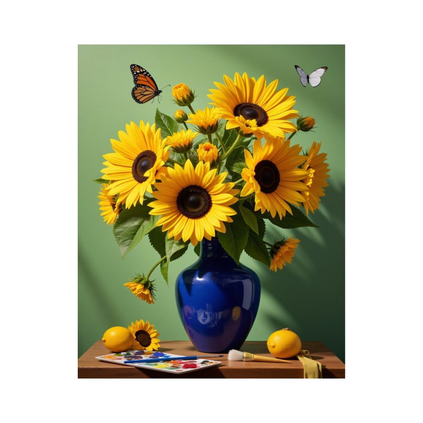 Paint By Numbers Kit for Adults Beginner - DIY Sunflowers Vase Art Butterflies Colors Canvas Painting Kits for Adults, Frameless Paint By Number for Adults for Home Wall Decor 16x20 Inch
