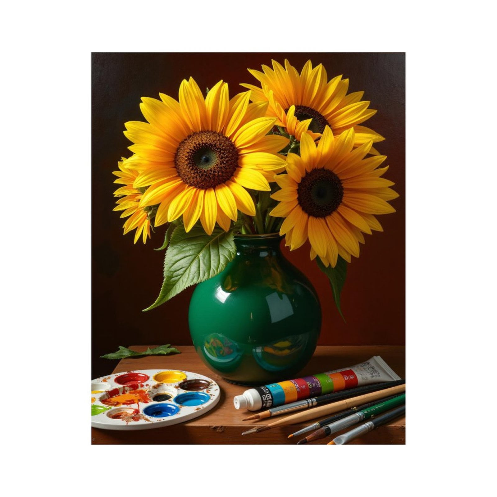 Paint By Numbers Kit for Adults Beginner - DIY Sunflowers Vase Paint Brushes Art Canvas Painting Kits for Adults, Frameless Paint By Number for Adults for Home Wall Decor 16x20 Inch